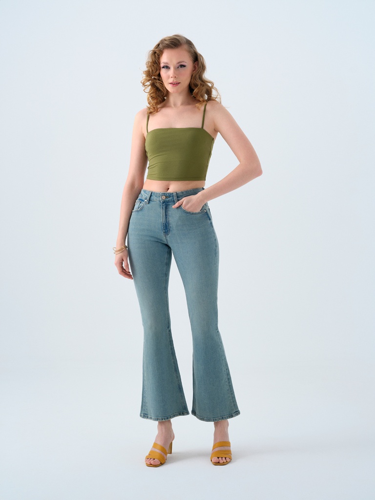 Long Flare Slim Fit Women's Trousers