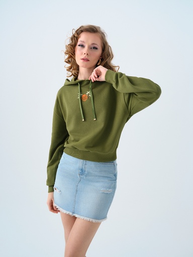 [LF2039099] Loose Crop Women's Sweatshirt