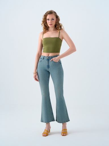 [LF2039864] Long Flare Slim Fit Women's Trousers